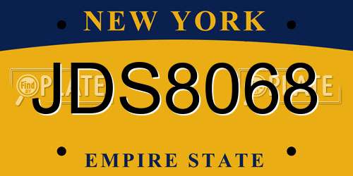 JDS8068 New York License Plate