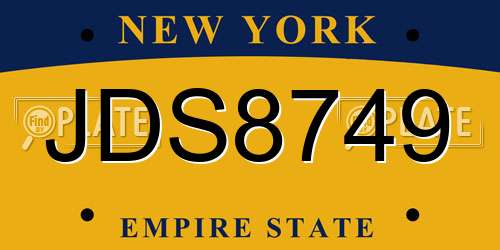 JDS8749 New York License Plate