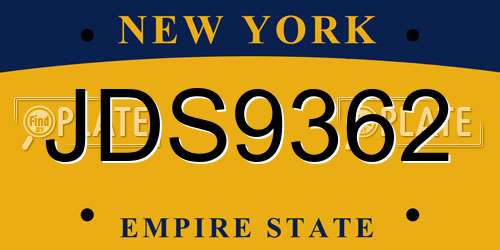 JDS9362 New York License Plate