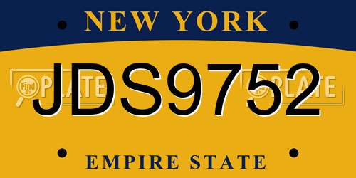 JDS9752 New York License Plate