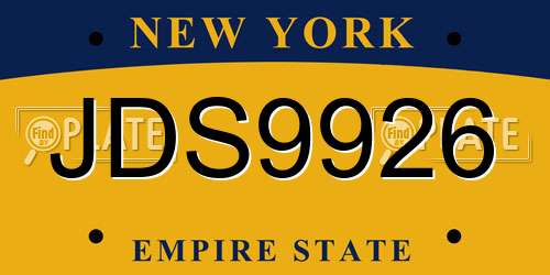 JDS9926 New York License Plate