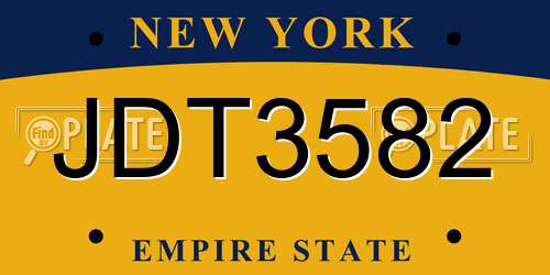 JDT3582 New York License Plate