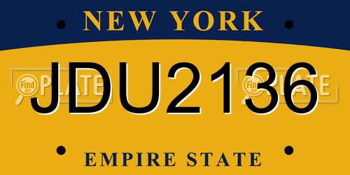 JDU2136 New York License Plate