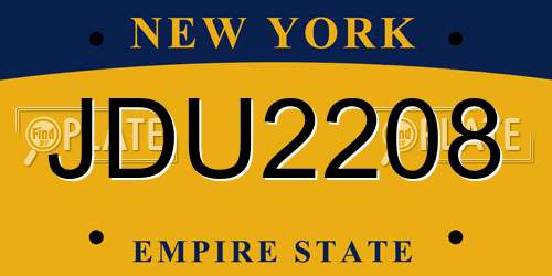 JDU2208 New York License Plate
