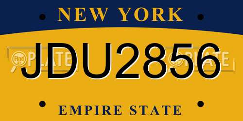 JDU2856 New York License Plate