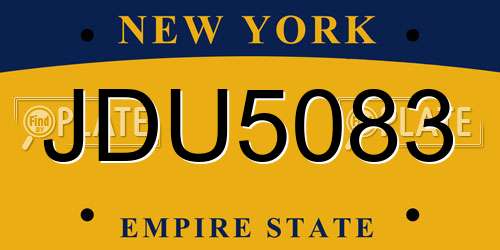 JDU5083 New York License Plate