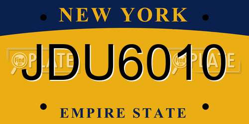 JDU6010 New York License Plate