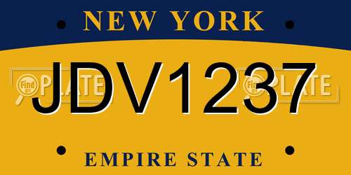 JDV1237 New York License Plate