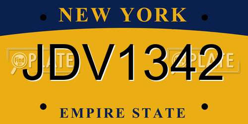 JDV1342 New York License Plate
