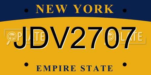 JDV2707 New York License Plate