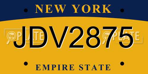 JDV2875 New York License Plate