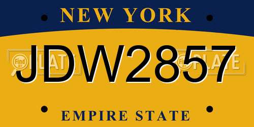 JDW2857 New York License Plate