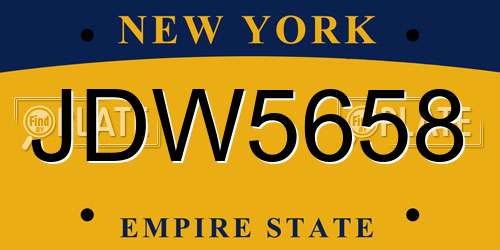 JDW5658 New York License Plate