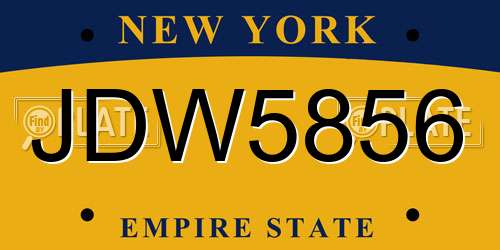 JDW5856 New York License Plate