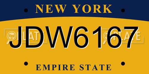 JDW6167 New York License Plate