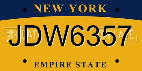 JDW6357 New York License Plate