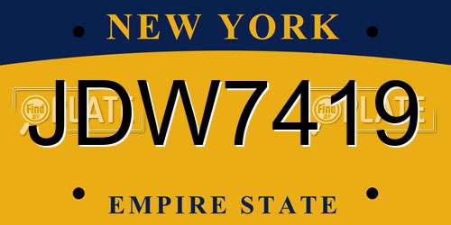 JDW7419 New York License Plate