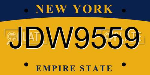 JDW9559 New York License Plate