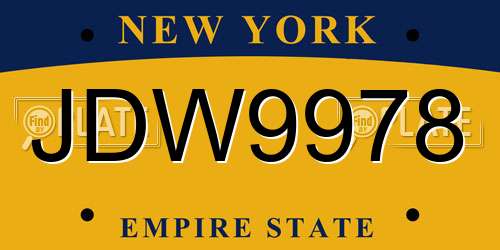 JDW9978 New York License Plate