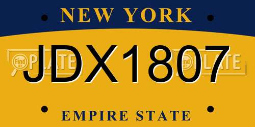 JDX1807 New York License Plate