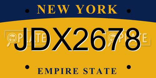 JDX2678 New York License Plate
