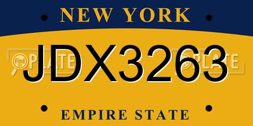 JDX3263 New York License Plate