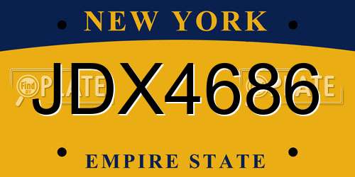 JDX4686 New York License Plate