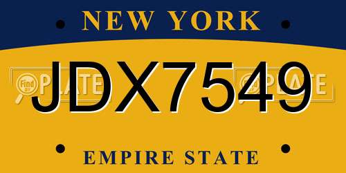 JDX7549 New York License Plate