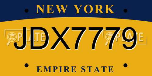 JDX7779 New York License Plate