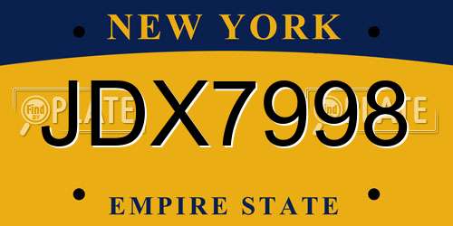 JDX7998 New York License Plate