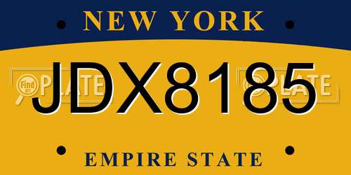 JDX8185 New York License Plate