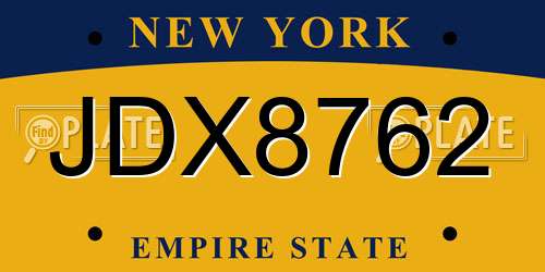 JDX8762 New York License Plate