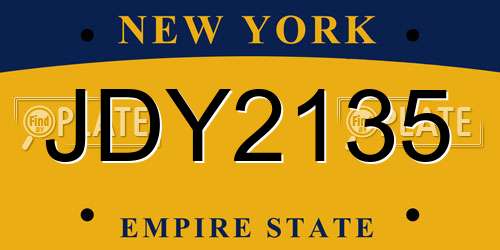 JDY2135 New York License Plate