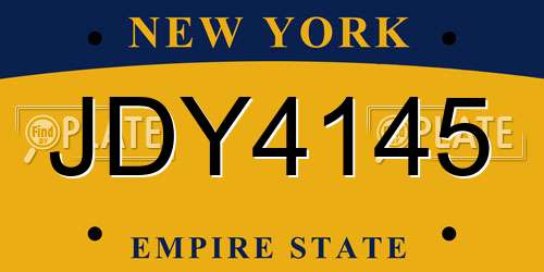 JDY4145 New York License Plate