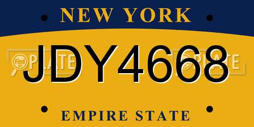 JDY4668 New York License Plate