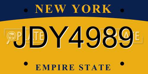 JDY4989 New York License Plate