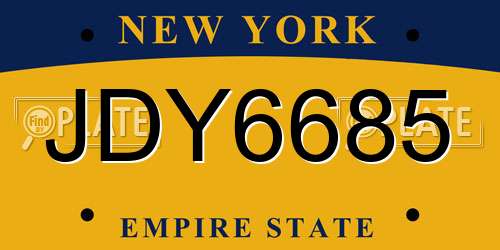 JDY6685 New York License Plate