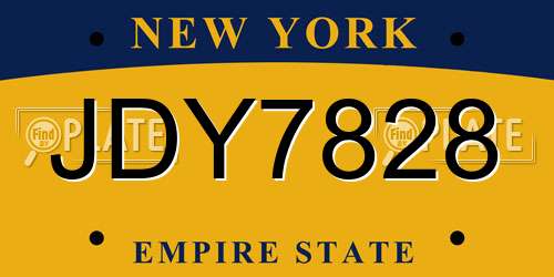 JDY7828 New York License Plate