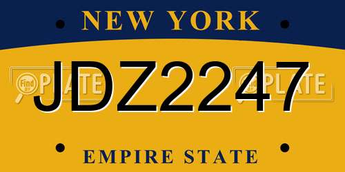 JDZ2247 New York License Plate