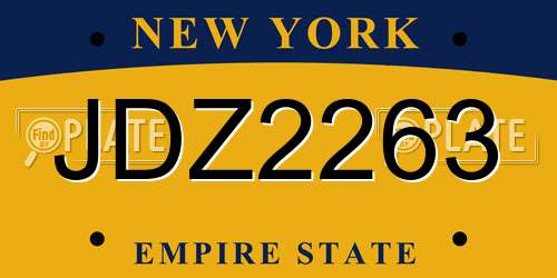 JDZ2263 New York License Plate