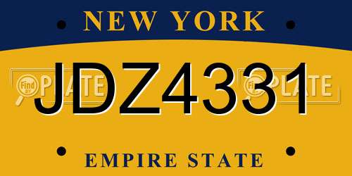 JDZ4331 New York License Plate