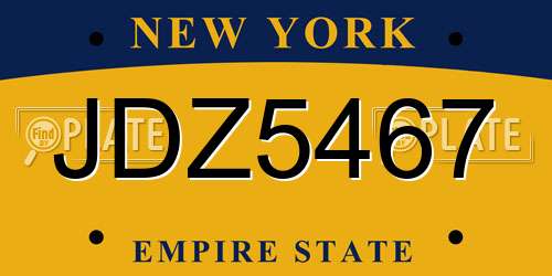JDZ5467 New York License Plate