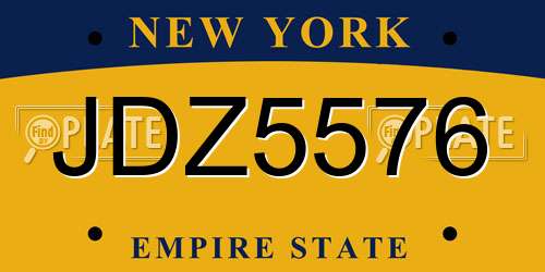 JDZ5576 New York License Plate