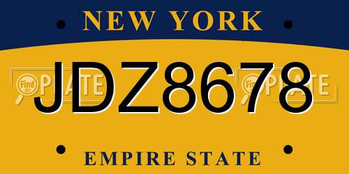 JDZ8678 New York License Plate