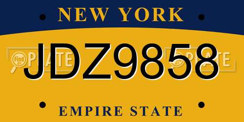 JDZ9858 New York License Plate