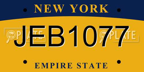 JEB1077 New York License Plate