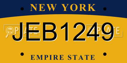 JEB1249 New York License Plate