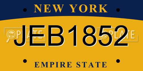 JEB1852 New York License Plate