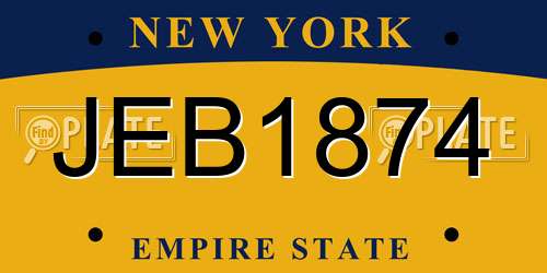 JEB1874 New York License Plate