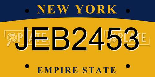JEB2453 New York License Plate